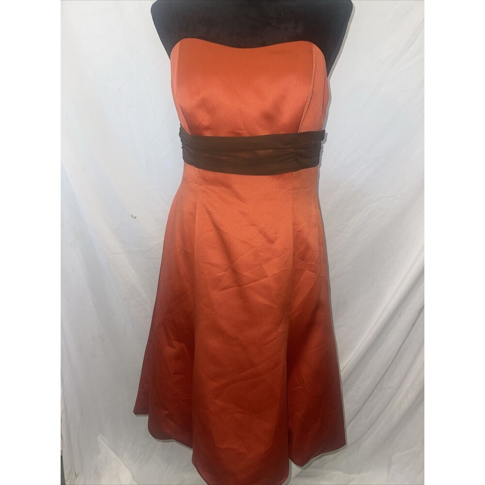 Alfred Angelo Bridesmaid Prom Formal Dress short, strapless, burnt orange 12